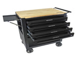 4 DRAWERS MULTIFUNCTIONAL TOOL CART WITH WHEELS AND WOODEN TOP-BLACK 25802222