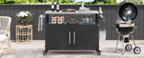 K&K 54.5" Outdoor Kitchen Island with Stainless Steel Tabletop, Metal Grill Cart Table with Storage N707P270779B