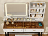 Makeup Vanity with LED Lighted Mirror, 360&deg Rotatable Mirror, Vanity Desk with 2 Drawers,Power N704P385441K