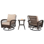 ZUN 3 Pieces Patio Furniture Set, Outdoor Swivel Gliders Rocker, Wicker Patio Bistro Set with Rattan 40555830