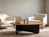 Oval Modern Coffee Table, Engineered Wood Low Accent Table with TShaped Arched Base, Capacity 11423593