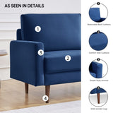 ZUN 57.1” Modern Decor Upholstered Sofa Furniture, Wide Velvet Fabric Loveseat Couch, Solid Wooden Frame B082111403