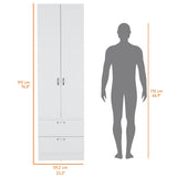 Tall Mayer Wardrobe in Melamine with Two Doors and Two Drawers B128P203060