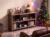 Dark Brown Particle Board TV Stand, 70.07"15.75"24.4" Double Layer Entertainment Center with Open 05126752