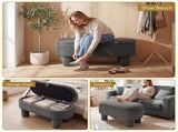 Gray 42 Inch Corduroy Storage Bench, Plush Foam Cushion & Hidden Compartment, 400LBS Seat Weight 51915597