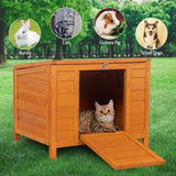 ZUN Small Wood Rabbit Hutch Bunny Cage, Raised Cat House with Ladder for Small Animals W2181P195379