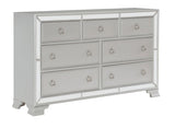 Glamorous Silver Finish Dresser 1pc 7 Drawers Beveled Mirror Trim Modern Bedroom Furniture B011134404