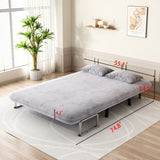 velvet light gray 55 Convertible Chair Bed, Tri-Fold Sofa Bed with Adjustable Backrest & Pillow, W1767P145839