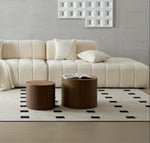 ZUN MDF nested table set 2 pieces, handcrafted round coffee table in living/lounge area, walnut color W2085P231698