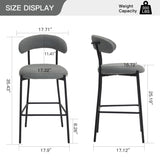 26'' Counter height bar stools Teddy fabric cover kitchen island counter bar stool with black powder W2215P196283