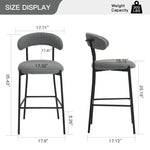 ZUN 26'' Counter height bar stools Teddy fabric cover kitchen island counter bar stool with black powder W2215P196283