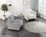 Luxury Home Furniture Accent Chair Gray Seat Cushion Boucle Upholstery Plywood Frame 1pc Armchair B011P304427