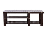 90cm Strip Type Bamboo Stool Shoe Rack with Boots Compartment Coffee 83390243