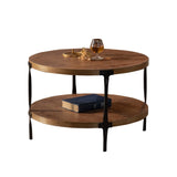 Round two-ply Coffee Table Handcrafted Relief Sturdy Pedestal Wooden Olive-Shaped Tea Table for W3081P255114