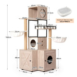 63" Multi-Functional Cat Tree with Litter Box - Includes Removable Washable Cushion, Scratching W1687P304383