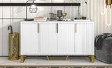 TREXM Modern sideboard with Four Doors, Metal handles & Legs and Adjustable Shelves Kitchen Cabinet WF295368AAK