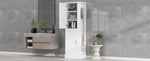 ZUN Tall Bathroom Storage Cabinet, Freestanding Storage Cabinet with Hook and Adjustable Shelf, MDF WF326356AAK