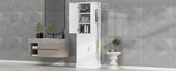 ZUN Tall Bathroom Storage Cabinet, Freestanding Storage Cabinet with Hook and Adjustable Shelf, MDF WF326356AAK