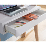 ZUN Ladder Desk Two- Tone, Home Office Study Desk with Drawer and Two Shelves in White & Weathered White B107130822