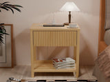 Bamboo Bedroom Nightstand with Charging Station, 2 Tier End Table, Bamboo Bedside Table with USB W2207P504489