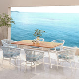 Maiden 71" 6-Seater Teak & Aluminum Patio Dining Table, Natural Teak B2719P245997