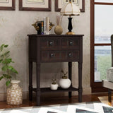 ZUN TREXM Narrow Console Table, Slim Sofa Table with Three Storage Drawers and Bottom Shelf for Living WF192646AAB