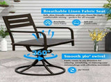 Set of 2 Powder-Coated Steel 360&deg Swivel Outdoor Dining Chairs with All-Weather Cushions, Black W1859P508643
