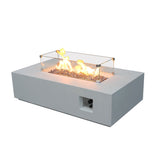 ZUN 52 Inch Outdoor Concrete Propane gas rectangle Fire Pit table in Antique white color W2620P182372