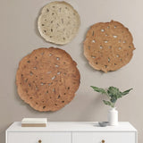 Textured Feather 3-piece Metal Disc Wall Decor Set B03598812