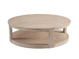 40inch Large Curved 2 Tier Traditional Round Circle Wooden Center Coffee Table,Rounded Table with W2582P202644