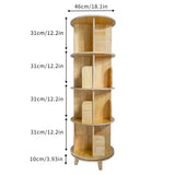 4-Layer Rotating Bookcase 360 Rotating Display Rack Pine Wood Rotating Bookshelf 25449992