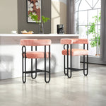 ZUN House Hold Bar Set of 2, Modern Bar Stool with Back, Black Metal Frames, Upholstered Bar W1588P194943