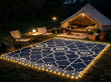 10' x 8' Reversible Outdoor Rug Carpet LED Light PP Straw Rug with Carry Bag & Ground Stakes for 80537728