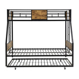 Twin Over FULL Metal Bunk Bed with Trundle 2 - Side Ladder and Full-Length Guardrail, No Box Spring W311133419