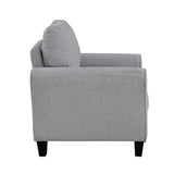 Modern 1pc Chair Dark Gray Textured Fabric Upholstered Rounded Arms Attached Cushion Transitional B01156447