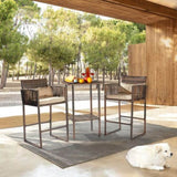 Outdoor 3 Piece Patio Bar Set, Bar Height Bistro Table Set for 2 People, High Top Wicker Bar Stools 64034350