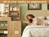 47.4'' Large Makeup Vanity Desk with Mirror and Lights, Fluted Dressing Table with 5 Drawers & Open N704P465888N