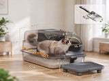XXL Enclosed Stainless Steel Cat Litter Box, Flip Lid HighSided Pan with Step, Metal Scoop & 2 T3971P611941