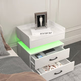 ZUN 1 Set Nightstand with Adjustable LED Strip Light, 2-drawers, Large Storage Space, Suitable for W368P239008