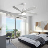 ZUN 52 Inch Modern Ceiling Fan With Dimmable LED Light 5 Solid Wood Blades Smart Remote Control W934P195842