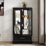 Lighted Glass Curio Cabinet with Adjustable Shelves - Elegant 2-Door Display Cabinet & Built-in W1758P297549