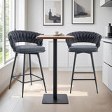 Two sets of rotating high-legged stools with breathable cotton and linen cushions, Dark gray seats W2920P281918