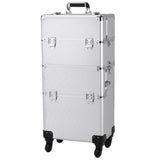 3 in 1 Aluminum Cosmetic Makeup Case Tattoo Box Silver 08392373