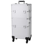 ZUN 3 in 1 Aluminum Cosmetic Makeup Case Tattoo Box Silver 05913846