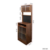 Kitchen Pantry Sideboard with 2 Sliding Striped Glass Doors, Freestanding Countertop Storage Cabinet W331P257392