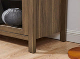 A high arched storage cabinet with a lamp, a modern retro-style wooden storage cabinet with 22213549