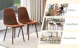 Set of 4 Suede Backrest and Walnut Color Transfer Legs Chairs - Adding a touch of elegance to W3226P279070