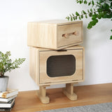 MDF CREATIVE ROTATABLE ROBOT STORAGE SIDE TABLE, NATURAL COLOR N770P281241N