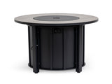 30" Propane Gas Fire Pit Table, 50000 BTU Round Steel Fire Pit with Wood Grain Ceramic Tabletop for 02473434