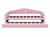 Twin size Upholstered Daybed with Trundle ,Velvet Sofabed with USB Charging Ports,No Box-spring 23725117